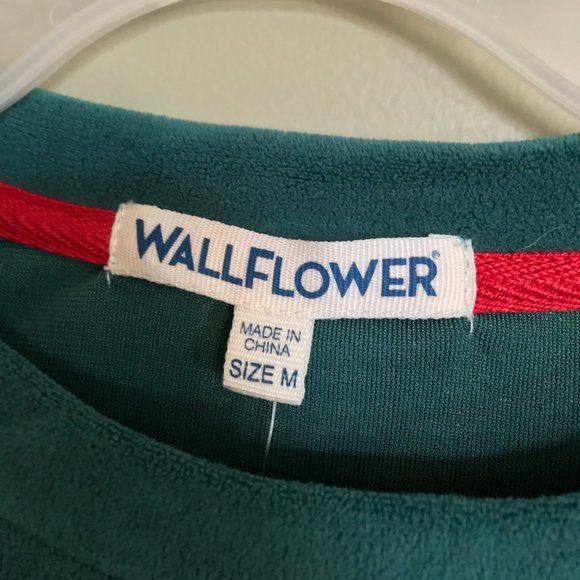 NWT Christmas WALLFLOWER brand "Nauty-ish" Plush Sweatshirt in Teal - Picture 2 of 4